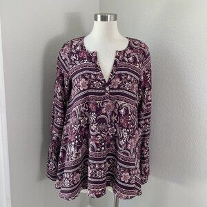 Show Me Your Mumu Womens Small Floral Tunic Swing Top Shirt Blouse Long Sleeve